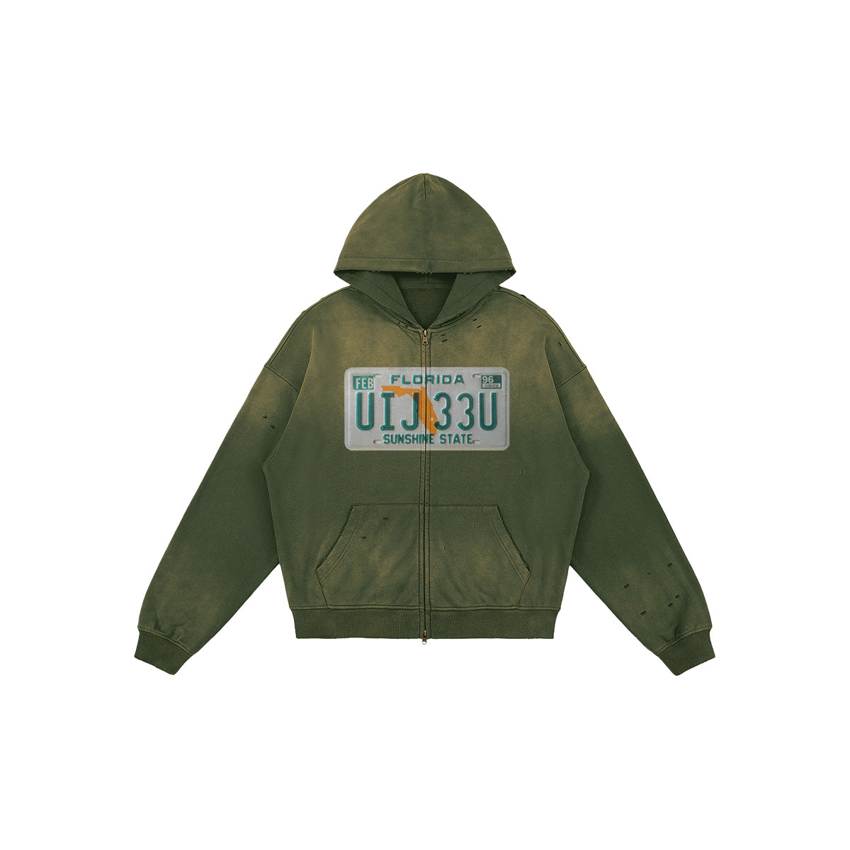 Florida License Plate Zip Hoodie