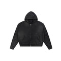 Sun Fade Frayed Raw Edge Fleece Zip Hoodie